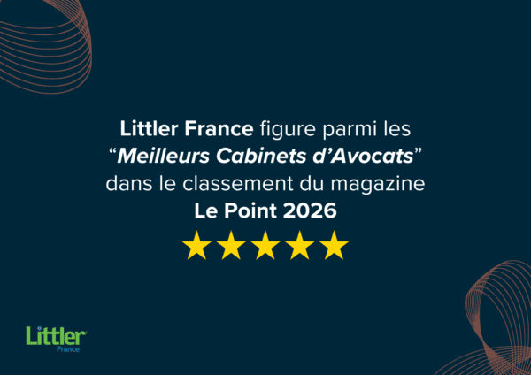 Le Point 2026 : Littler France parmi les meilleurs cabinets d'avocats en droit du travail